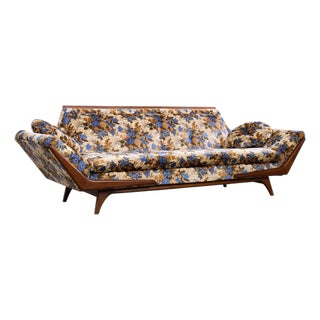 Adrian Pearsall Style Rowe Mid Century Walnut Gondola Sofa For Sale