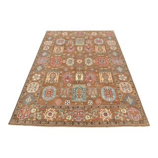 Tribal Caucasian 9’11” X 12’11” Brown Wool Hand-Knotted Oriental Rug For Sale