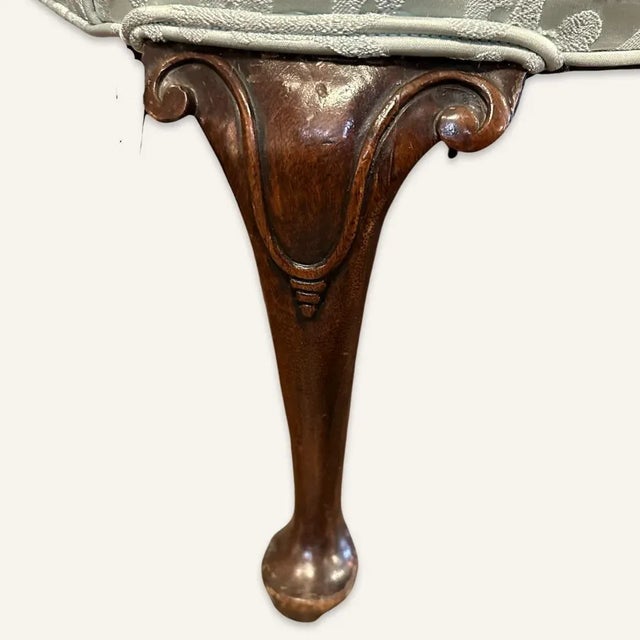 Antique Bergère Chair Upholstered in Pale Silvery Blue Brunschwig & Fils Fabric For Sale - Image 4 of 6