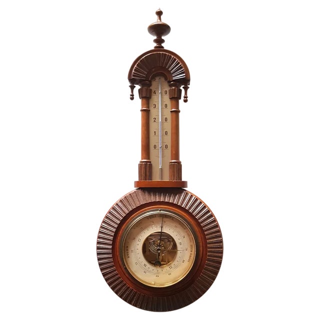 Wall-Mounted Weather Station in Carved Wood For Sale