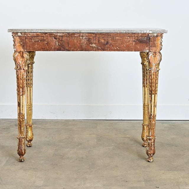 Italian 19th Century Painted and Parcel Gilt Marble Top Console Table For Sale - Image 13 of 13