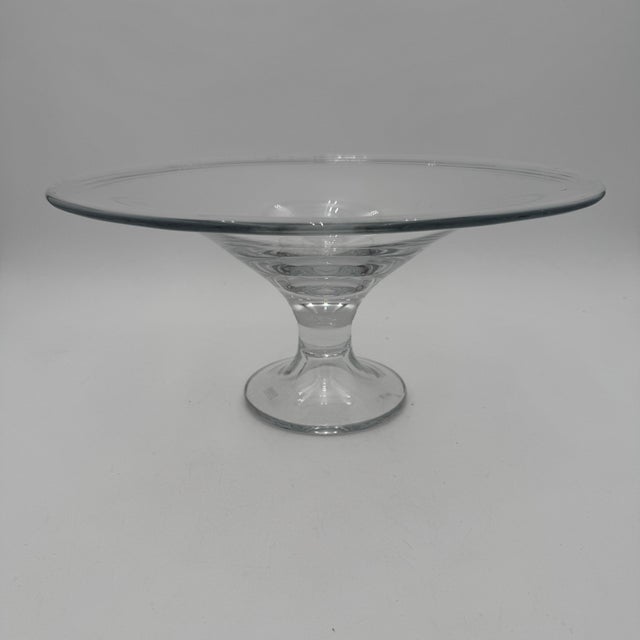 Glass Vintage Hand Blown Krosno Centerpiece Bowl Poland 14"x6.5" For Sale - Image 7 of 8