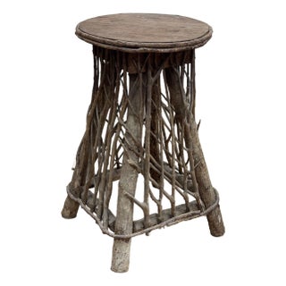 Antique Adirondack Style Twig Side Table or Stool For Sale