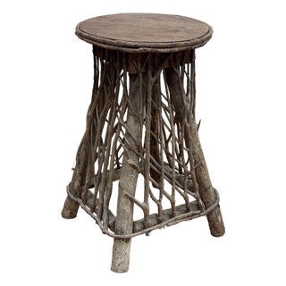 Antique Adirondack Style Twig Stool or Side Table For Sale