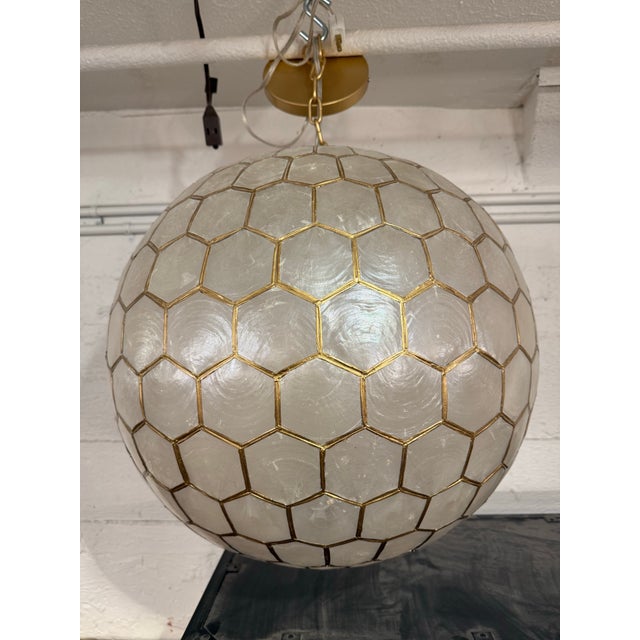 Serena & Lily Capiz Honeycomb Pendant Light For Sale - Image 9 of 12