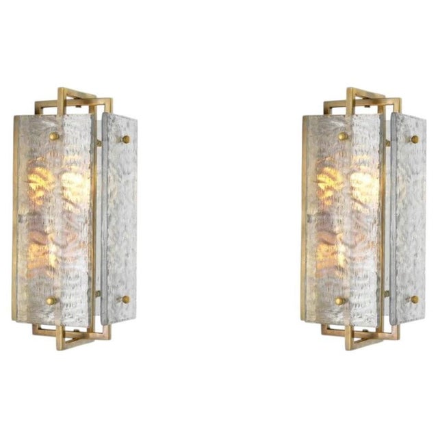 Vintage Brass and Handmade Glass Wall Lamps, Set of 2 For Sale - Image 8 of 8