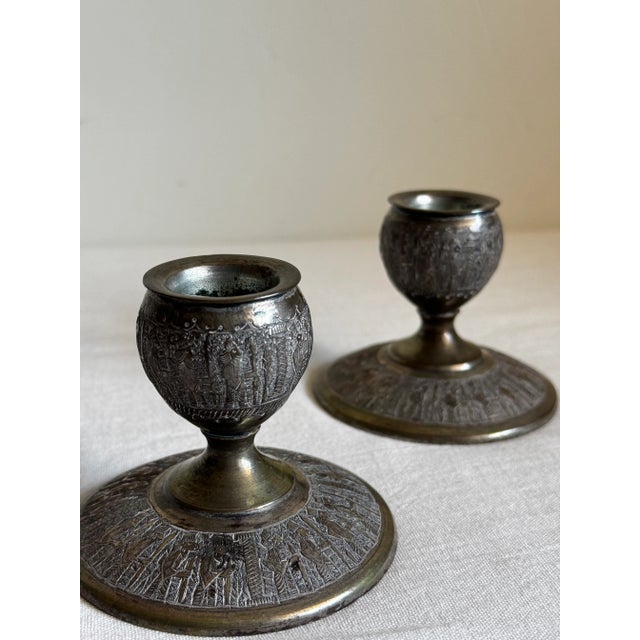 Antique Persian Candle Holder - A Pair For Sale In Miami - Image 6 of 7