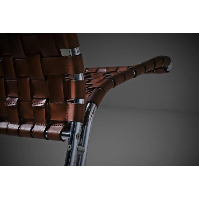 Set of Leather and Chrome Side Chairs, Italy, 1970s For Sale - Image 6 of 10
