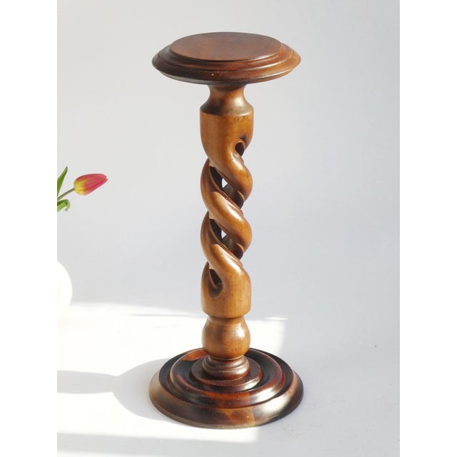 Carved Braley Twist Wooden Pedestal, 1960s For Sale - Image 9 of 9