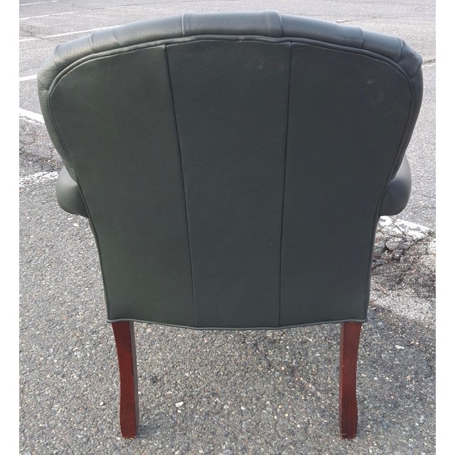 Chippendale Style Tufted Leather Library Chair by Fairfield Chair Company For Sale In Washington DC - Image 6 of 9