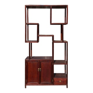 Chinese Light Brown Stain Treasure Display Curio Cabinet Room Divider For Sale