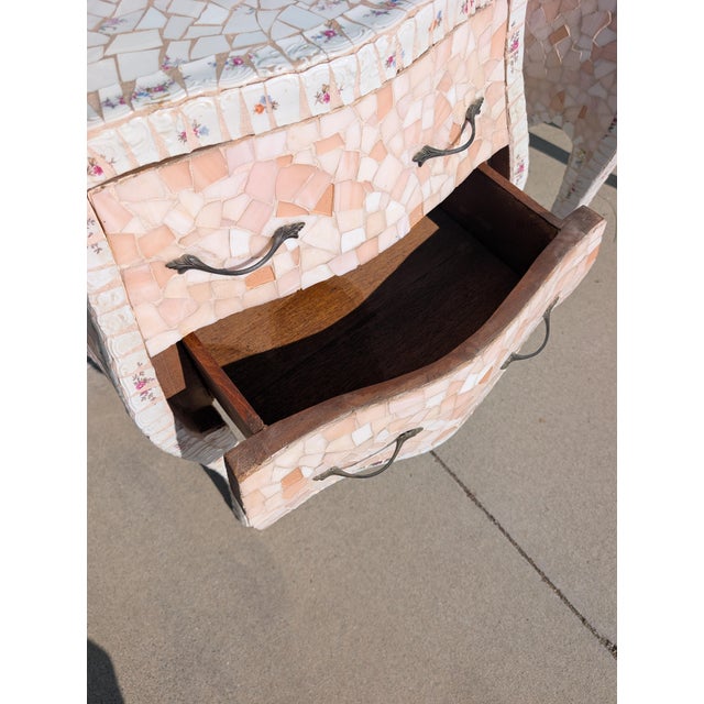 Pair of Vintage Hollywood Regency Mosaic Nightstands For Sale - Image 10 of 13