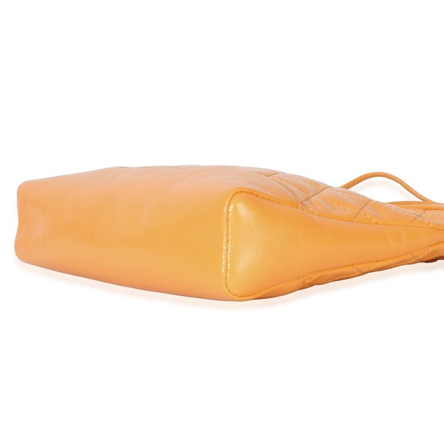 Animal Skin Orange Shiny Crumpled Quilted Calfskin Mini 31 Shopping Bag For Sale - Image 7 of 9
