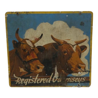 1940 Vintage "Registered Gernseys" Metal Sign For Sale
