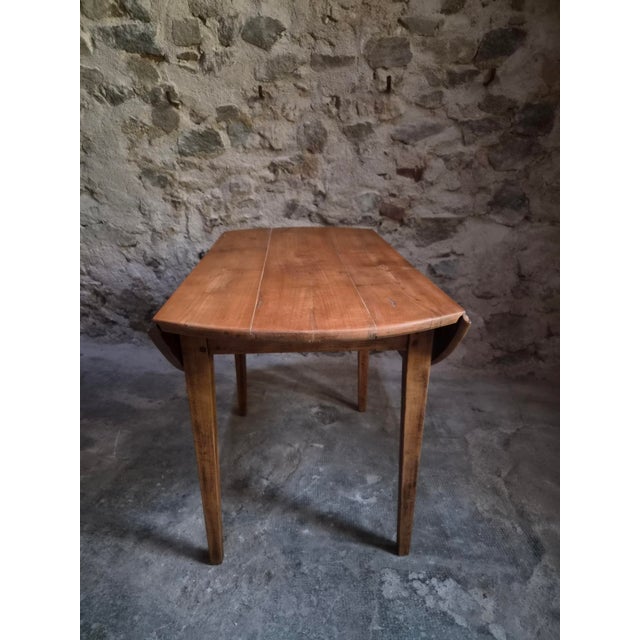 Wood Antique French Rustic Cherrywood Drop-Leaf Table, 1900s For Sale - Image 7 of 17