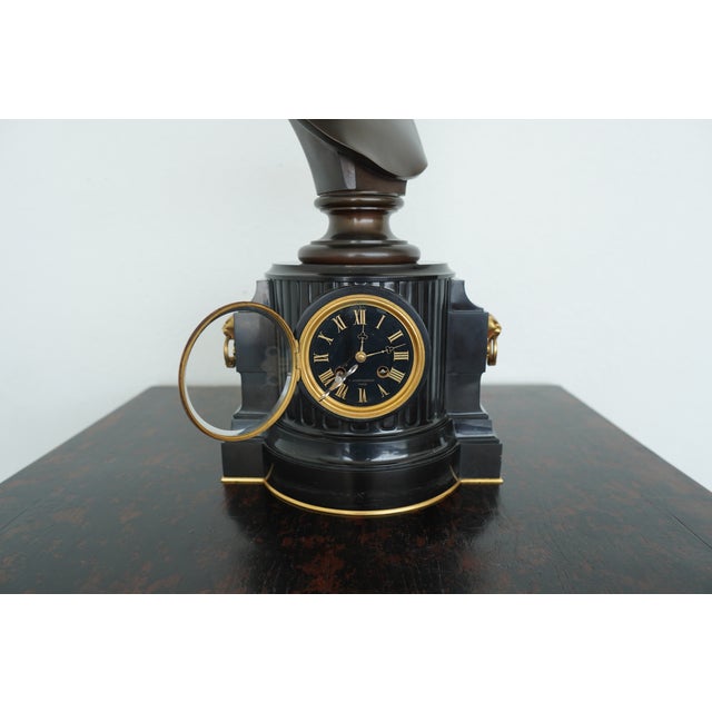 Vintage French Bust Mantel Clock For Sale - Image 16 of 18