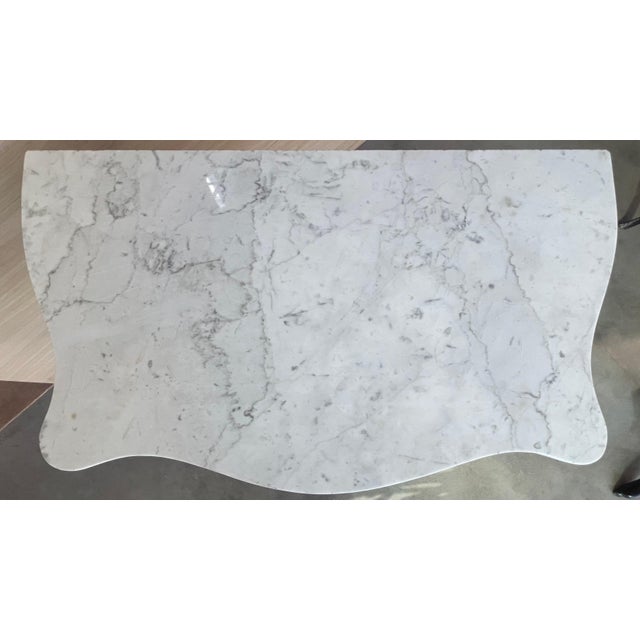 Brown 19th French Regency Carved Walnut Console Table with Drawer & Marble Top For Sale - Image 8 of 18