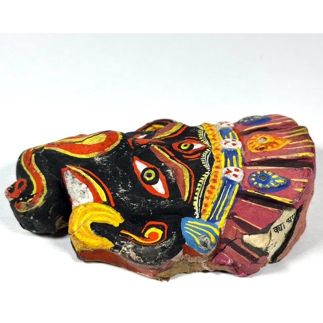 Mid 20th Century Mid 20th Century Nepalese Hindu Ganesh Papier Mache Mask, Hand Painted Miniature For Sale - Image 5 of 10