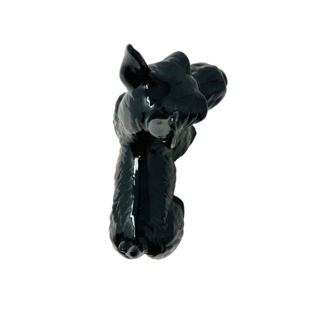 Rare VTG Black Ceramic Scottie Dog Figurine With White Highlights | Mid-Century Japanese Scottish Terrier Decor | Unique "Dc" Mark For Sale - Image 10 of 13