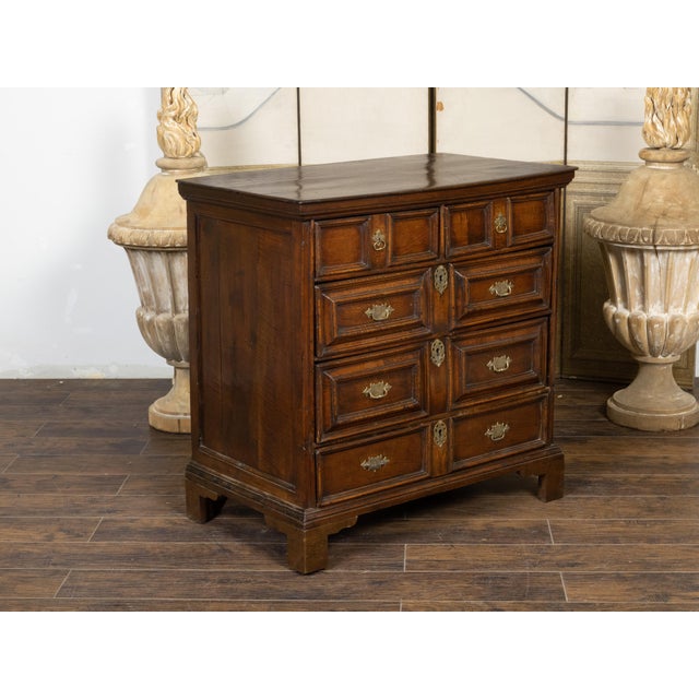 English 1810s George III Period Geometric Front Oak Chest with Five Drawers For Sale - Image 10 of 12