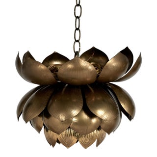 Mid 20th Century Mid Century Modern Brass Lotus Pendant For Sale