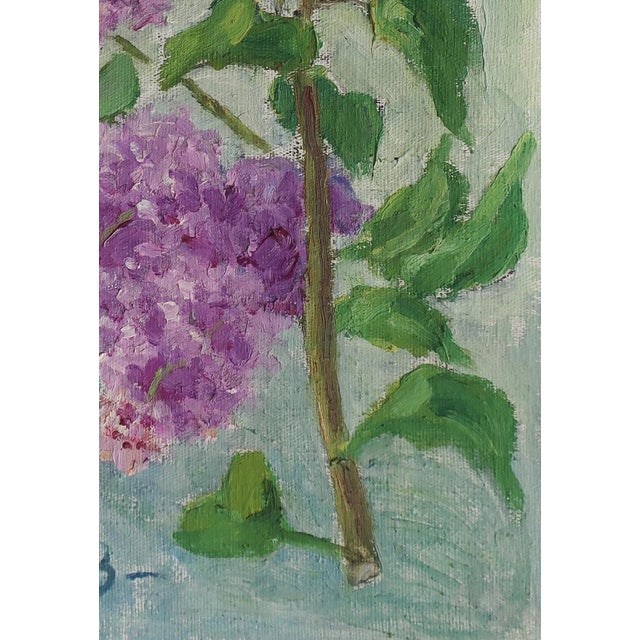 1970s Lilac Still Life, Oil Painting, Ukrainian Art 50-35 For Sale - Image 6 of 6