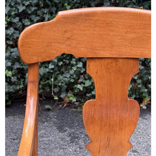 Mid 20th Century Empire Style Solid Maple Armchairs - A Pair For Sale - Image 11 of 12