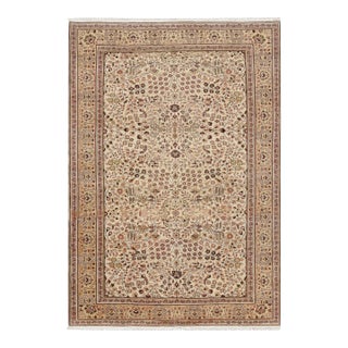 Vintage Kayseri Rug in Cream and Beige With Floral Patterns From Rug and Kilim For Sale