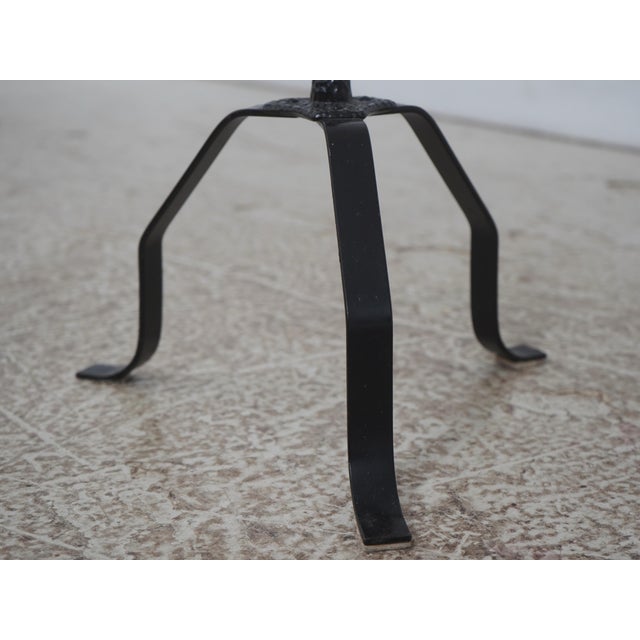 1930s Vintage Colonial Style Iron & Hobnail Glass Tripod Floor Lamp For Sale - Image 5 of 11