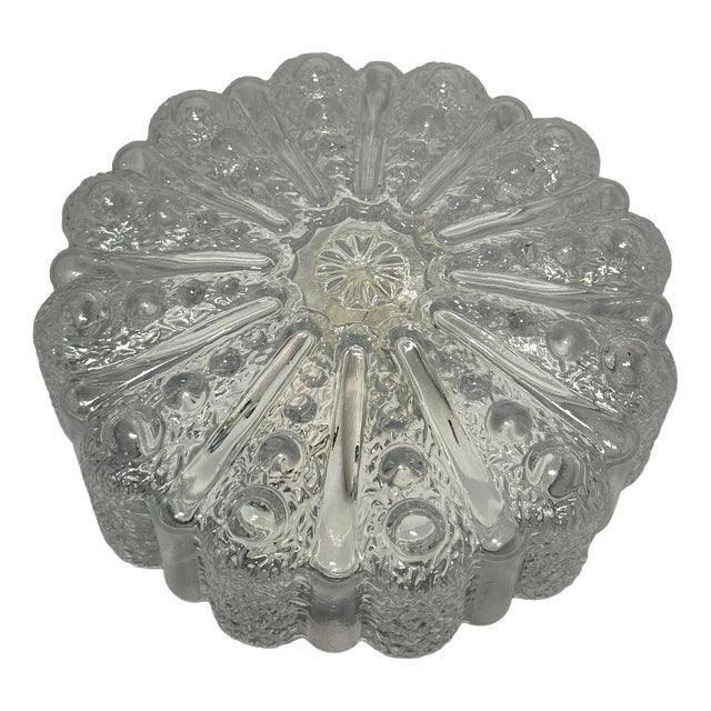 Vintage Textured Glass Flush Mount Ceiling Light, 1970s For Sale