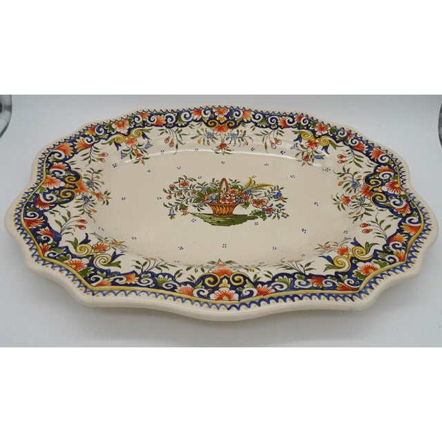 Large Vintage Hand Painted French Vieux Rouen Tureen with Charger, 1930s For Sale - Image 9 of 18