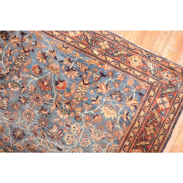 Blue Early 20th Century Blue Square Sarouk Farahan Small Rug - 3'11" x 4'3" For Sale - Image 8 of 9