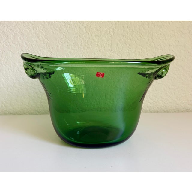 Mid-Century Modern 1960s Italian Emerald Green Blown Glass Ice Bucket For Sale - Image 3 of 10