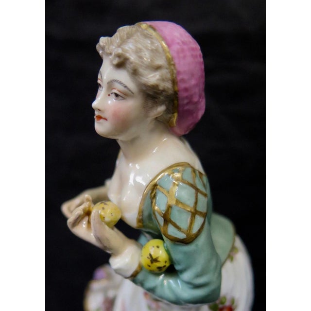 Victorian Vintage Meissen Porcelain Figure of a Woman For Sale - Image 3 of 12
