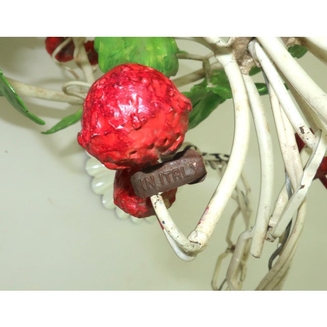 Italian Tole Strawberry Birdcage Chandelier Lantern Light, c.1960 For Sale - Image 12 of 13
