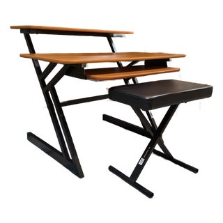 Quik Lok Studio Triple-Shelf Workstation Desk + Bench, Set For Sale