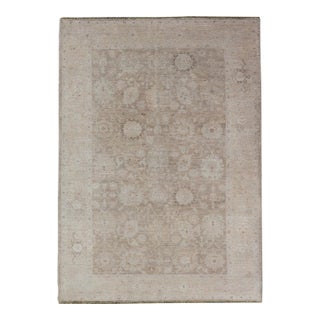 Modern Tabriz Rug by Keivan Woven Arts in Warm Taupe and Soft Cream 5'3 X 7'10 For Sale