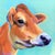 This artwork features a close-up depiction of a cow, capturing its gentle expression and warm hues that evoke a sense of...