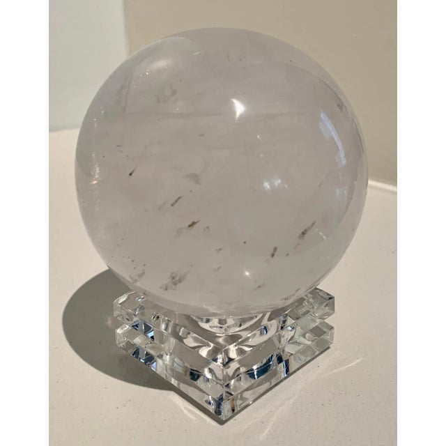 Rock Crystal Ball on Stand Paper Weight For Sale - Image 4 of 9