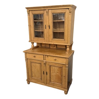 Antique European Pine Two-Piece Hutch Cabinet, Circa 1830 For Sale