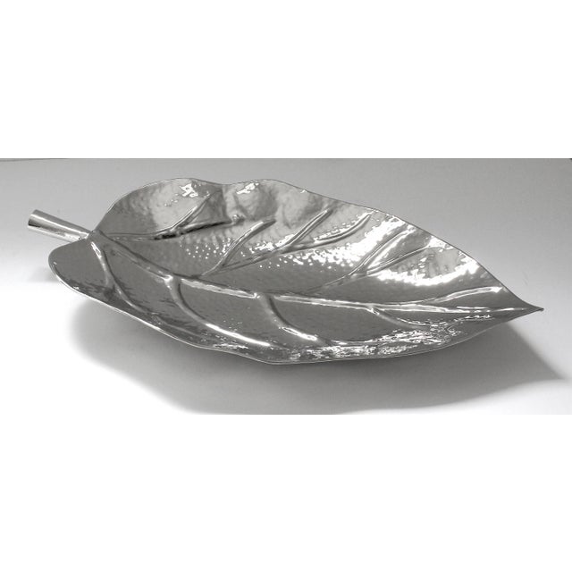2020s Nickel Plated Leaf Form Serving Tray For Sale - Image 5 of 13