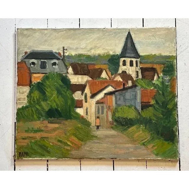 Original Signed Artwork By Ginette Rapp (1928-1998) This French Village 1950's France Oil On Canvas Invokes A Walk Into A...