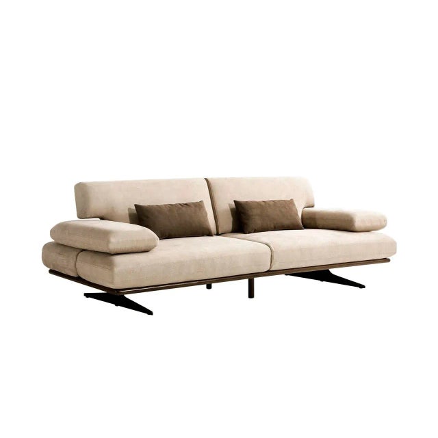 Pasargad Home Delano Beige Sofa With Sliding Backrest and Armrest For Sale - Image 11 of 11