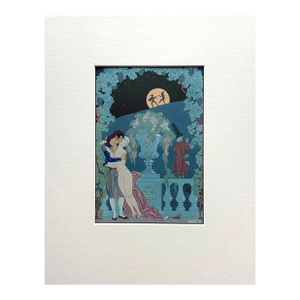Original George Barbier 1928 Hand-Colored Pochoir Print "Fantoches" in 11x14 Mat