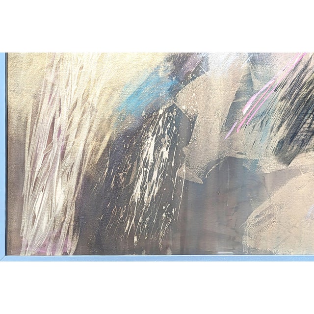 Lamar Briggs “Scacchi Series No. 6” Modern Gold Mixed Media Abstract Expressionist Painting, 1984 For Sale In Houston - Image 6 of 8