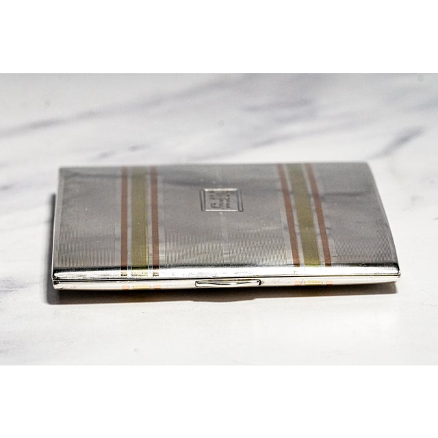 Stunning Art Deco Antique 14k Gold Inlay Sterling Silver Cigarette Card Case For Sale In New York - Image 6 of 15