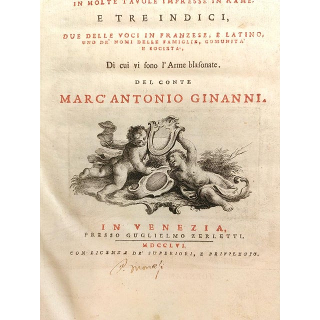 Ancient Book the Art of the Blazon Declared for Alfabeto by Marcantonio Ginanni, 1756 - 392 Pages For Sale - Image 12 of 15