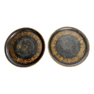 Vintage French Black Trays, 1950, Set of 2 For Sale