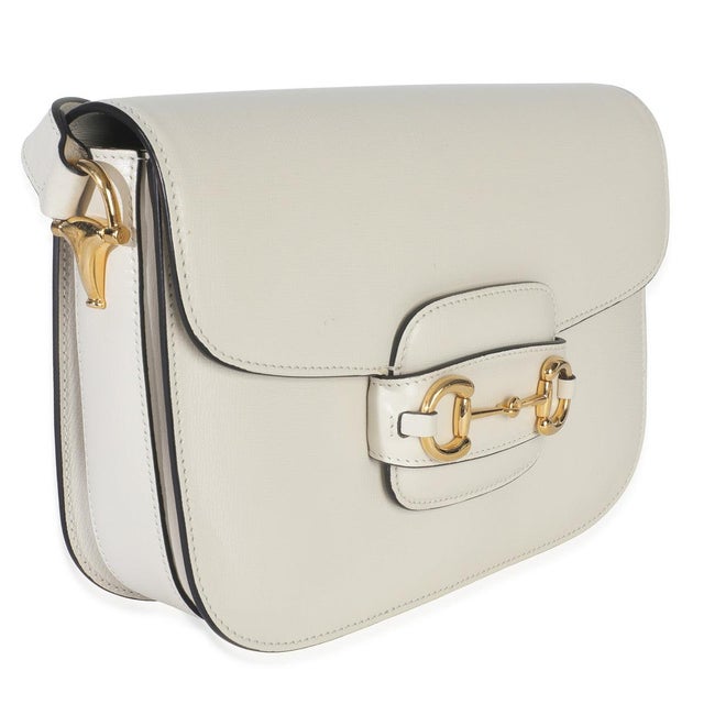 Contemporary Mystic White Azalea Calfskin Horsebit Small 1955 Shoulder Bag For Sale - Image 3 of 9