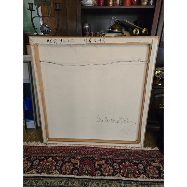 1980s Mid Century Modern Painting Signed Large Flowers For Sale - Image 4 of 8